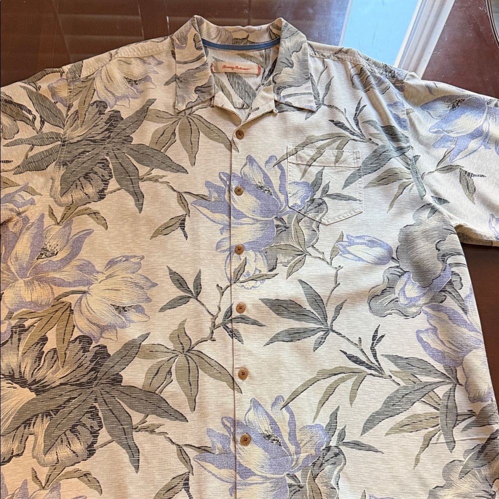 Tommy Bahama Gray and Blue Floral Men's Shirt